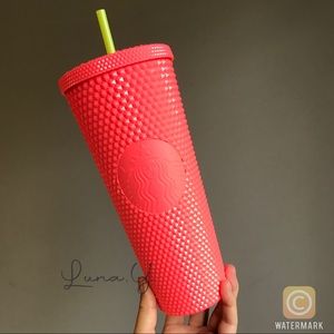 Starbucks Dragonfruit Coral Pink Studded Bling Tumbler Cup Venti 2022 Summer